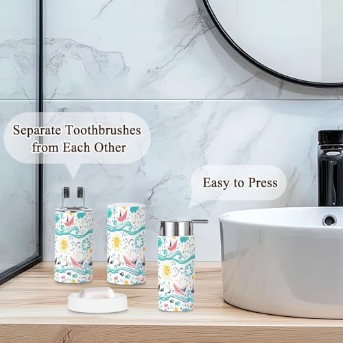 Stylish 6 Piece Bathroom Accessory Set with Decorative Design