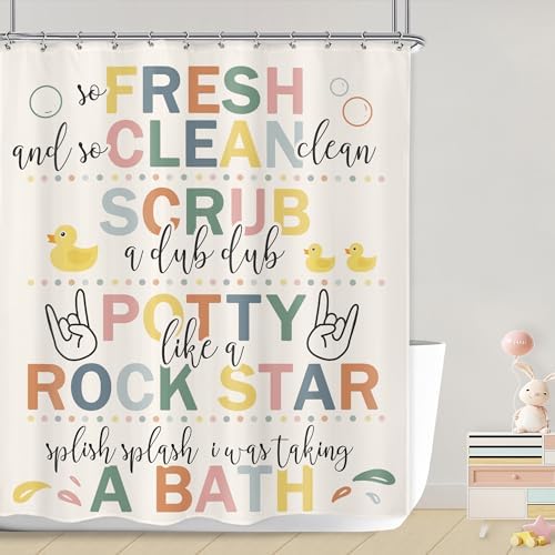 LGhtryo 12-Piece Kids Bathroom Rules Set - Fun Cartoon Positive Quotes
