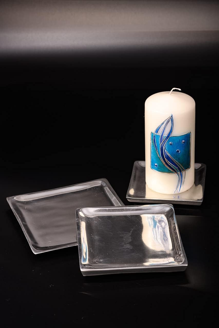 NKlaus Aluminum Square Candle Plate 8x8cm Holder