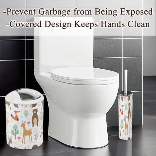 Bathroom Set 6-Piece Fast Bat Forest Seamless Pattern for Home