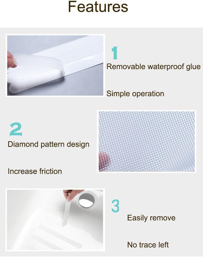 Anti-Slip Shower Stickers 20PCS Non-Slip Bathtub Treads with Premium Scraper