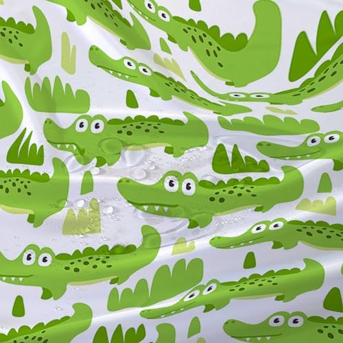 AILONEN Cute Crocodile Shower Curtain Set for Kids Boys 60 Wx72 H