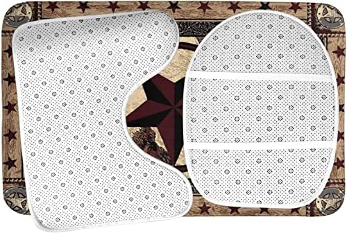 Giwawa Western Texas Star Bathroom Rug Set 3 Piece
