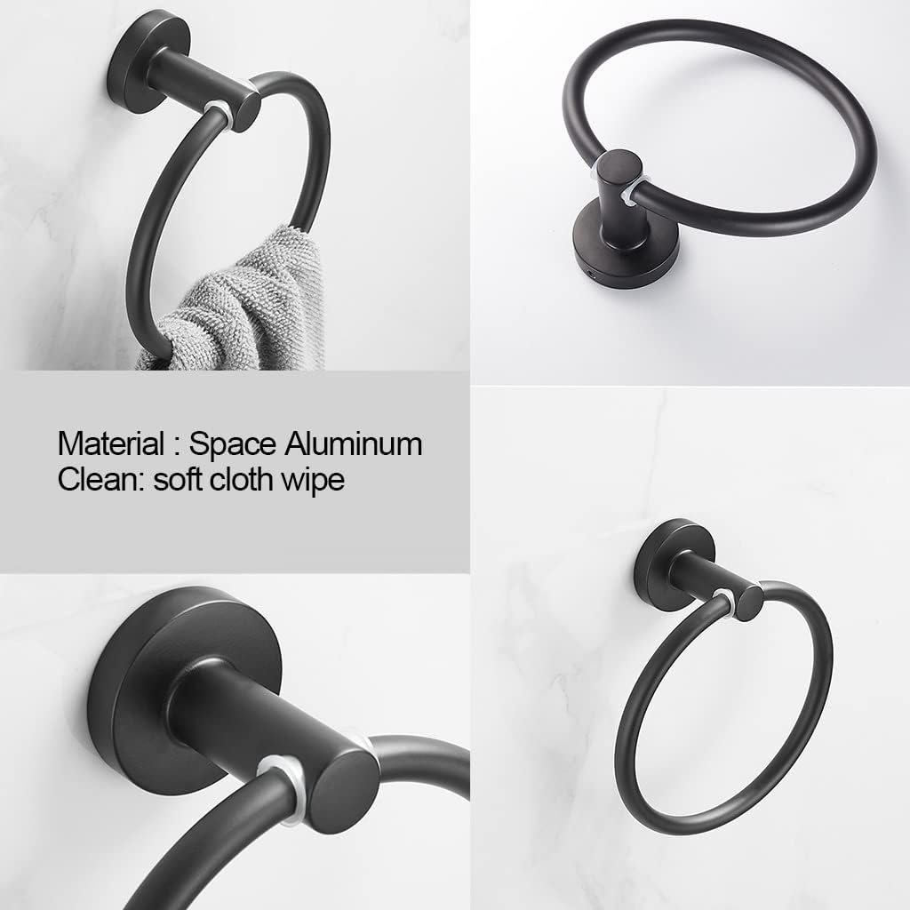 Black Round Stainless Steel Hand Towel Holder