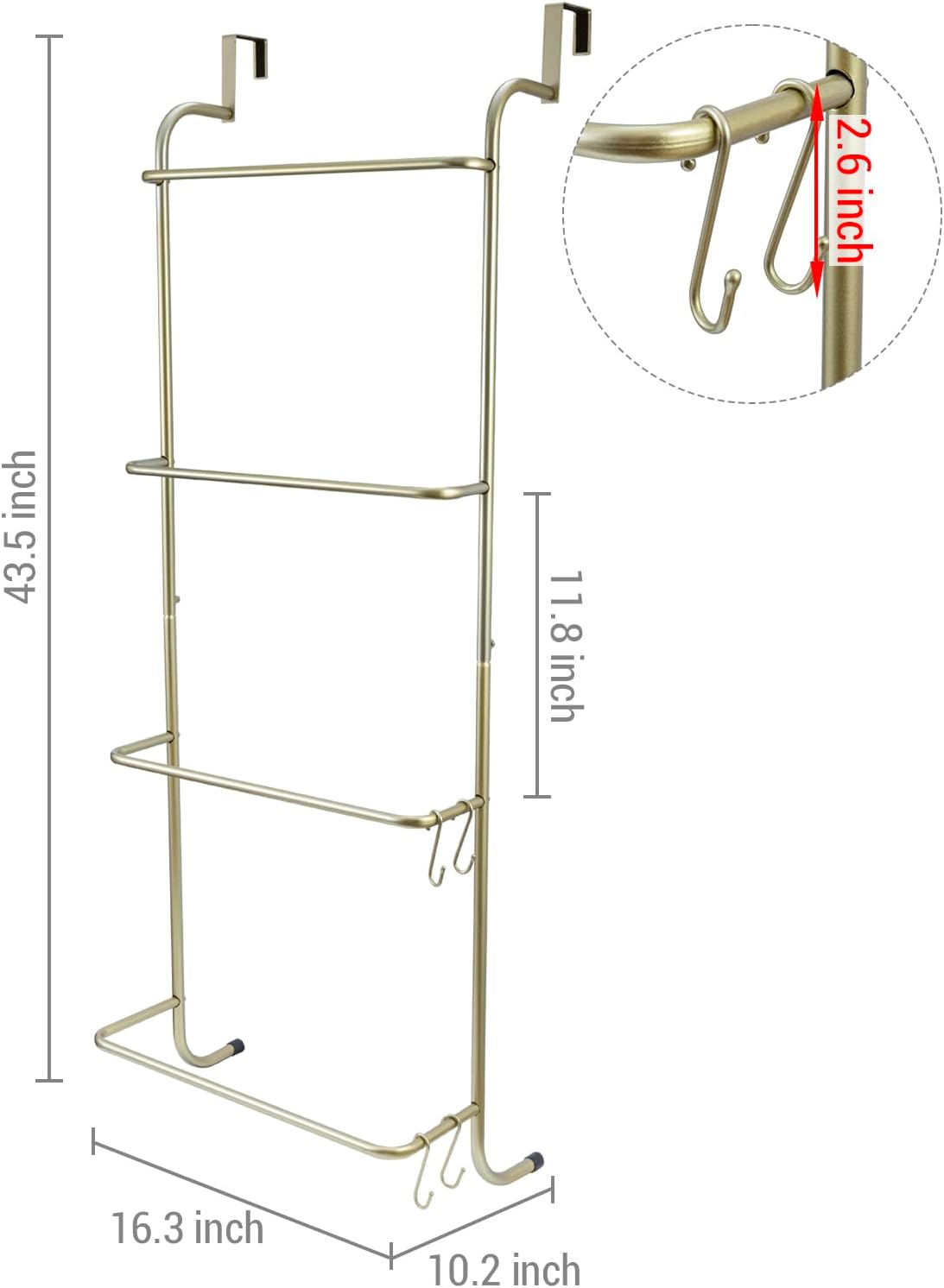 MyGift 4 Rung Over-The-Door Towel Drying Rack