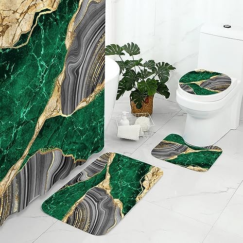 Elegance 4-Piece Marble Shower Curtain Set