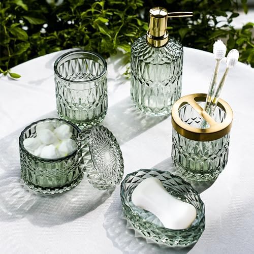 Stylish Glass Bathroom Set 5 Pcs for Home or Gift
