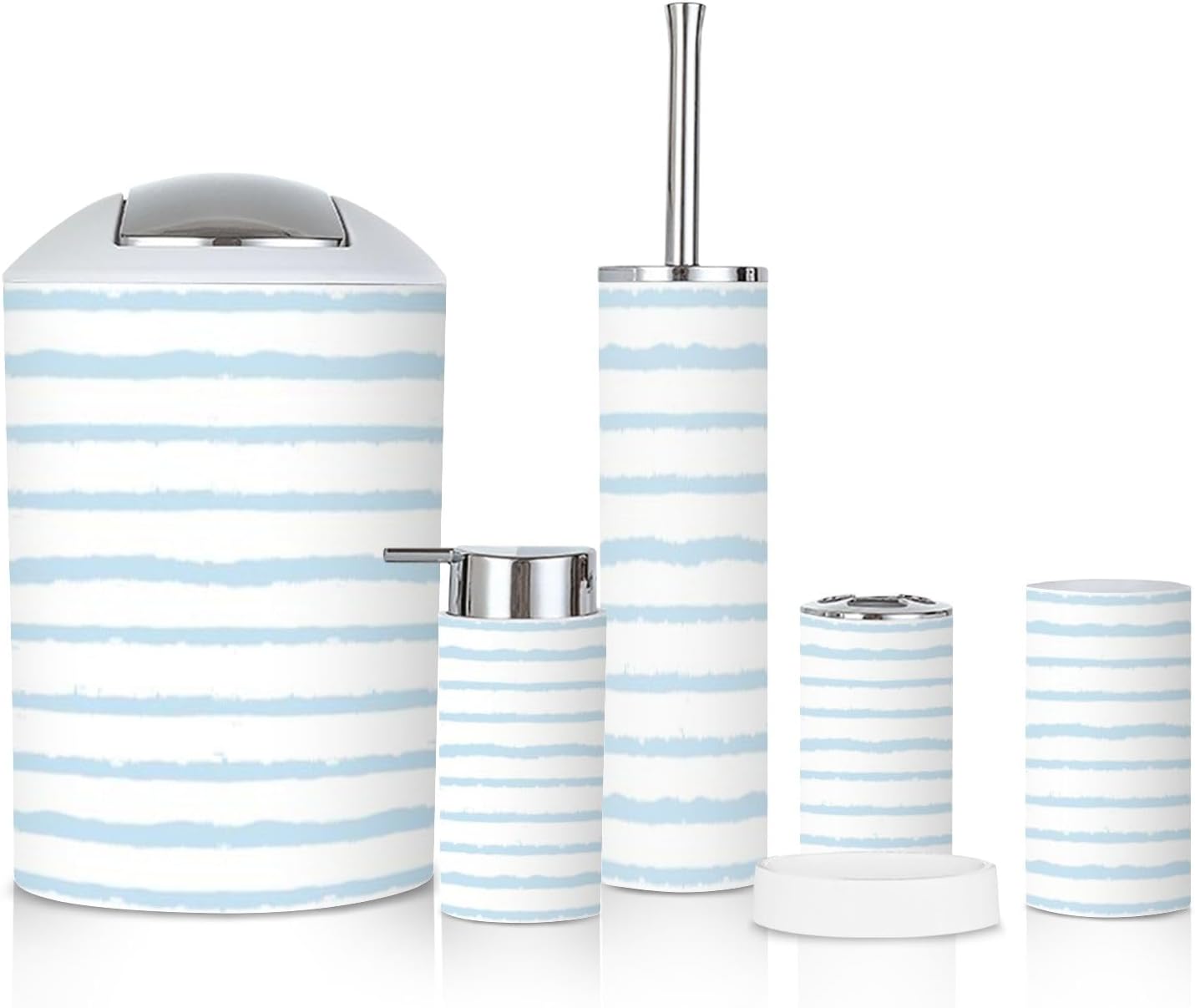 6-Piece Summer Blue Stripes Bathroom Set