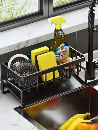 Bibabala Corner Sink Drain Rack Holder Black
