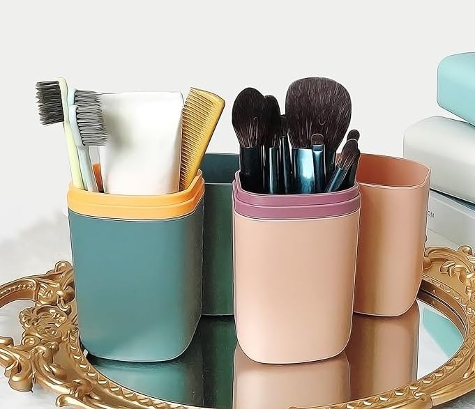 Toothbrush Travel Holder Cup Compact Mirror Effect
