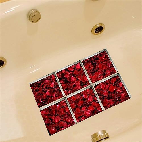 Elegant Non-Slip Bathtub Stickers for Adults Red Rose Petal Design