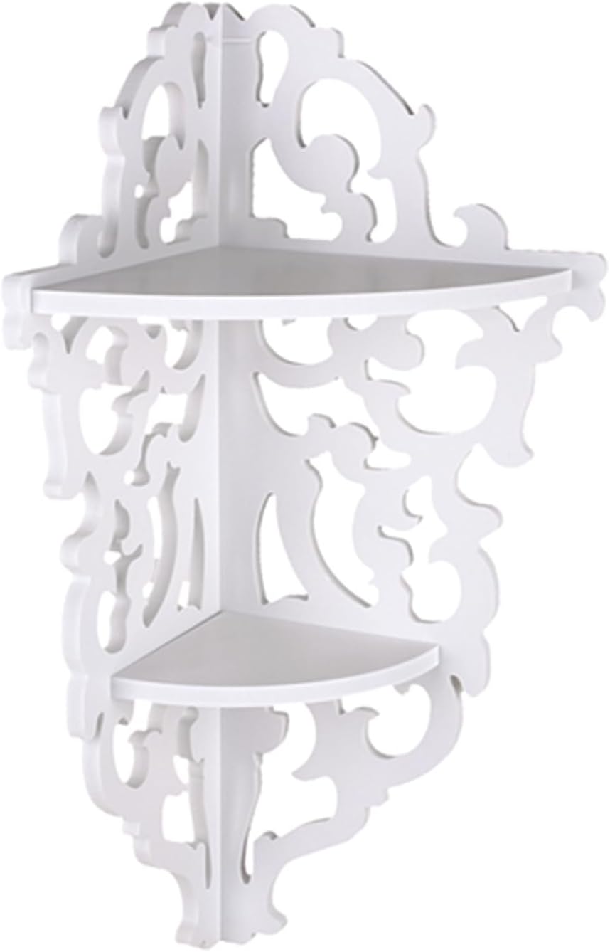 White Carved Corner Storage Rack