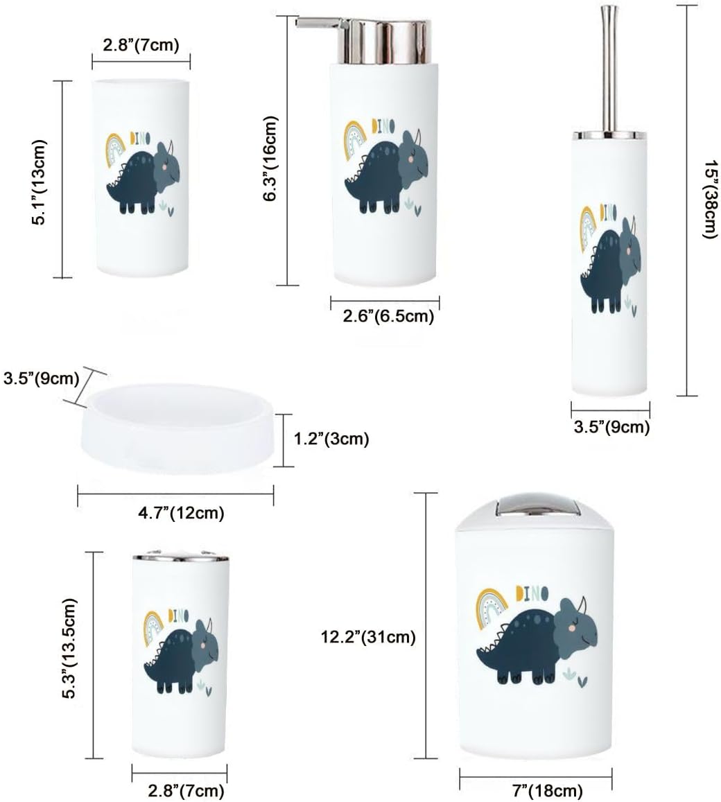 Cute Dinosaur Bathroom Accessory Set of 6