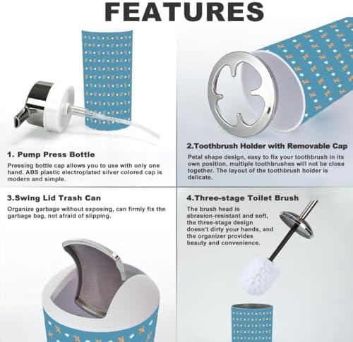 XNGJEMVWXO Bathroom Accessory Set - 6 Piece Cute Organizer Kit