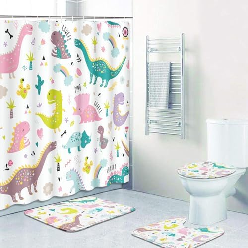 Arttown Dragon Dinosaurs Rainbow Pink Bath Set