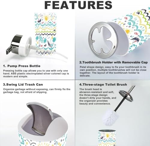 Bathroom Accessories Set 6 Pcs Durable Modern Decor