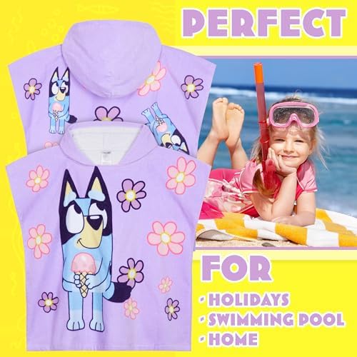 Bluey Kids Hooded Beach Towel for Pool Bath