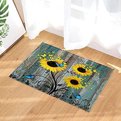 Rustic Sunflower Bathroom Set Non-Slip Mats for Bathrooms