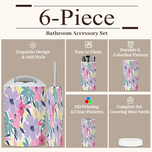 Colorful Trendy Floral Bathroom Accessory Set