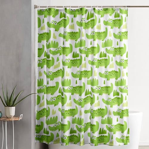 AILONEN Cute Crocodile Shower Curtain Set for Kids Boys 60 Wx72 H