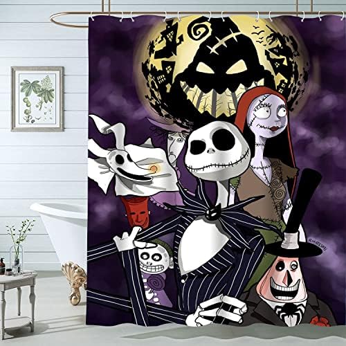 DDS-DUDES 4Pcs Christmas Shower Curtain Set for Kids Bathroom