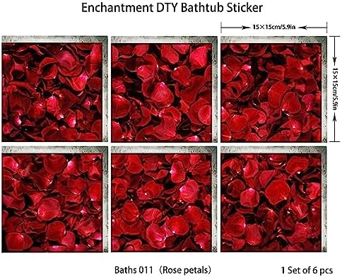 Elegant Non-Slip Bathtub Stickers for Adults Red Rose Petal Design