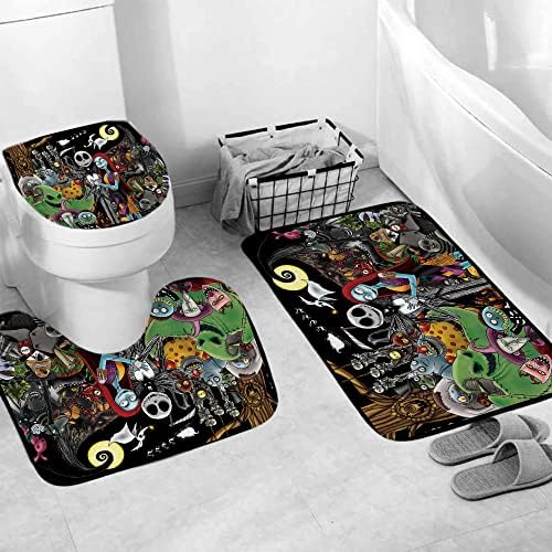 4-Piece Xmas Bathroom Shower Set with 12 Hooks
