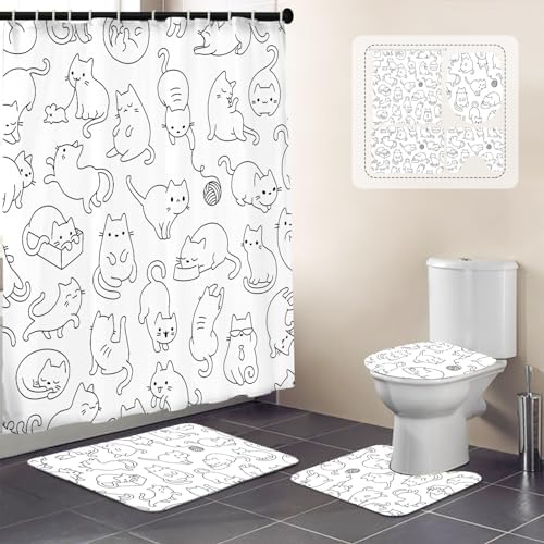 ICOSAMRO Cat-Themed Bathroom Set
