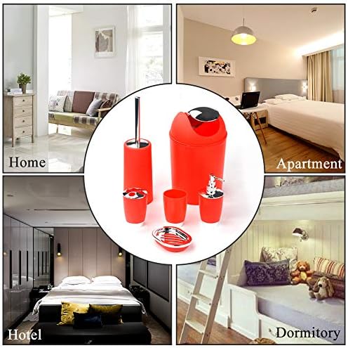 6pc Bathroom Accessories Set Red