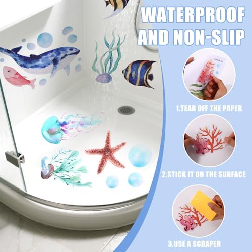 Adventure in the Bath 6pcs Ocean Creature Marine Sticker Set for Kids
