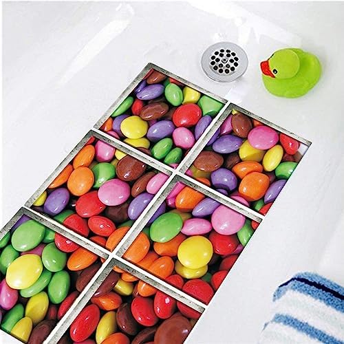 Non-slip bathtub stickers 59x59 inch 6pc anti-adhere rainbow designs