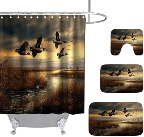Final Friday Rustic Wild Ducks Flying Hunting Bathroom Set