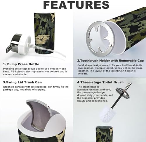 Bathroom Accessories Set 6 Pcs Dino Camouflage for Home Commercial Use