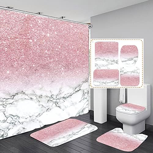 4-Piece Pink Bathroom Shower Set with Waterproof