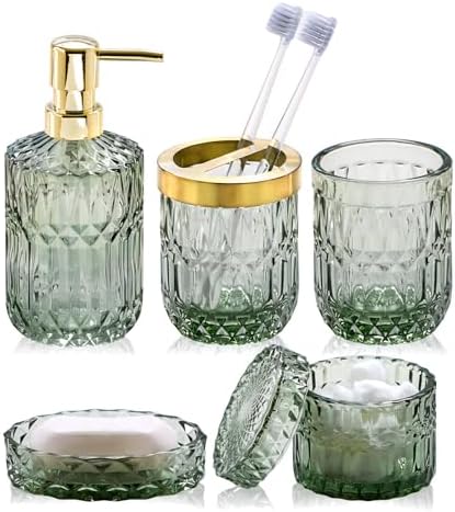 Stylish Glass Bathroom Set 5 Pcs for Home or Gift