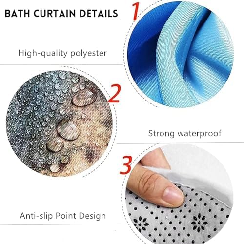 4 Pcs Red Heart Shower Curtain Set with Rugs and Hooks