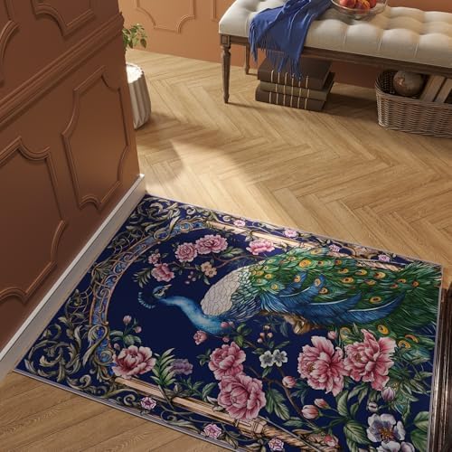 Vowkten 2x3 Door Mat Indoor Rug Peacock Design