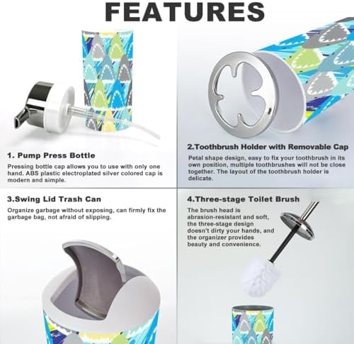 6-Piece Multicolored Bathroom Accessories Set