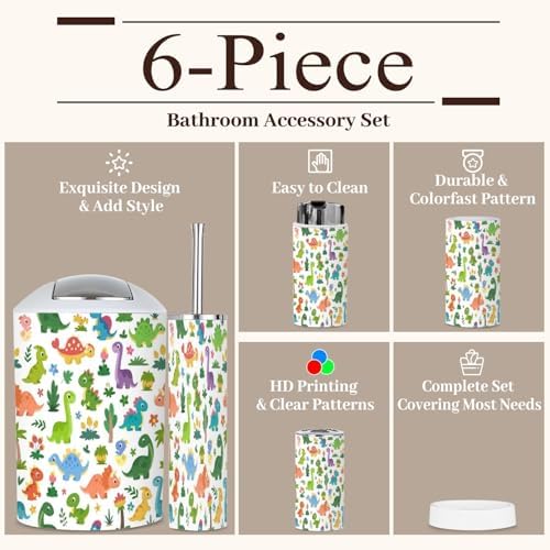 Unique 6-Piece Cartoon Dinosaur Bathroom Set for Kids