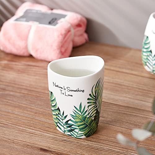 Elegant Bath Accessory Set Tropical Leaves Design
