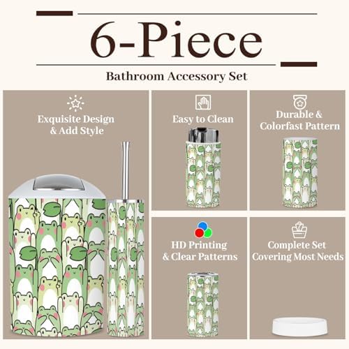 6 Piece Cute Frog Bathroom Accessories Set
