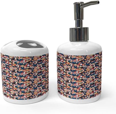 Bathroom Accessory Set - Toothbrush holder soap dispenser by Ambesonne