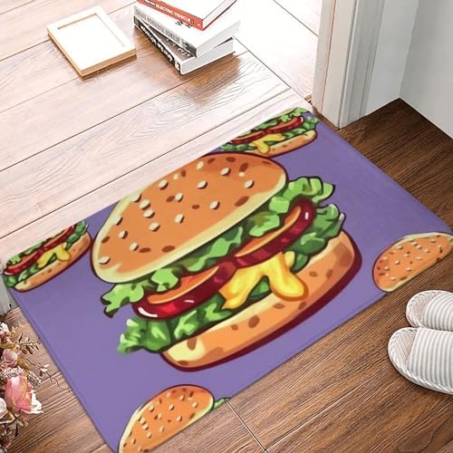 Cartoon Hamburger Welcome Door Mat For Entryway