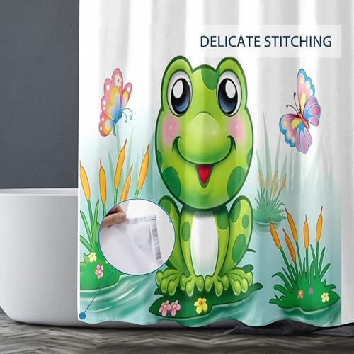4Pcs Funny Frog Shower Curtain Set with Bathroom Mat for Home