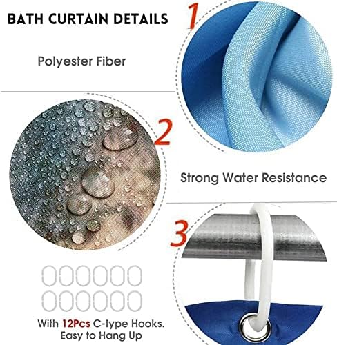 DDS-DUDES 4Pcs Christmas Shower Curtain Set for Kids Bathroom