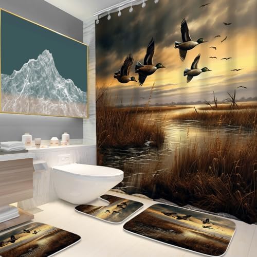 Final Friday Rustic Wild Ducks Flying Hunting Bathroom Set