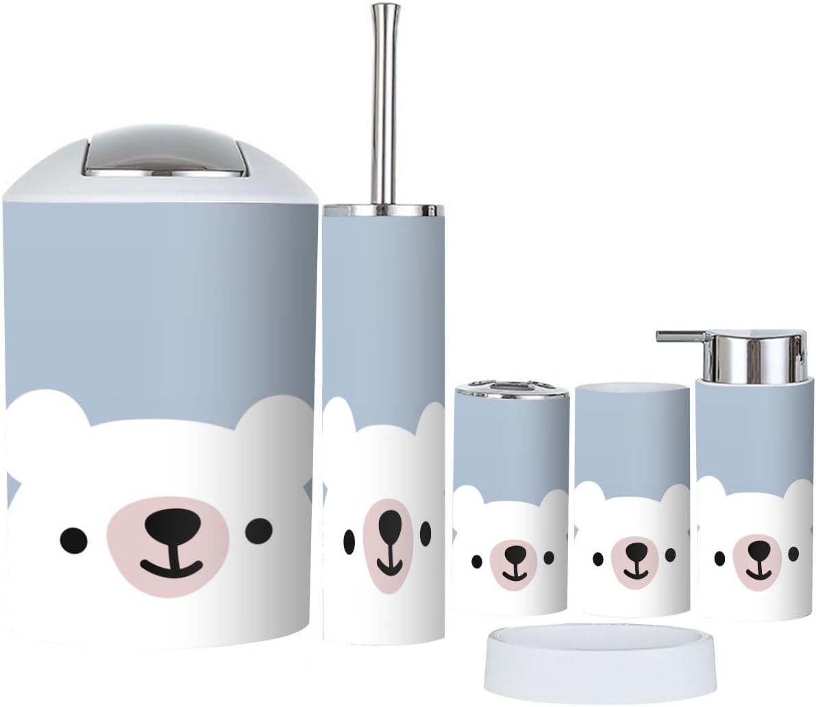 Cute Animal Wall Art and 6-Piece Bathroom Set for Kids
