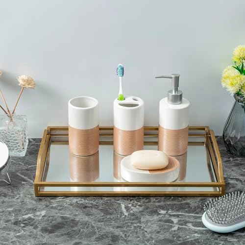 MyGift Deluxe 4-Piece Dual-Tone White Bath Set