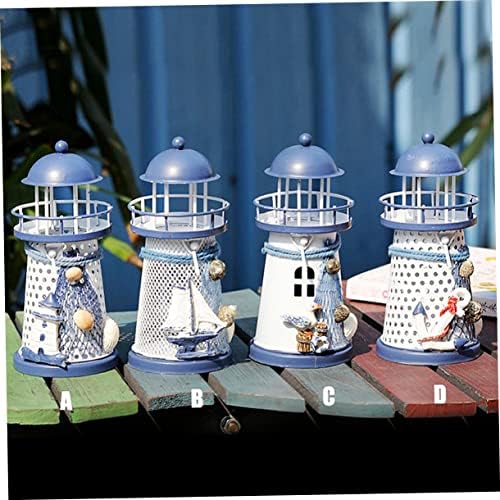Homoyoyo Lighthouse Metal Candle Holder Desktop Decor