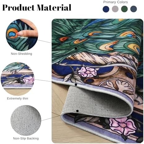 Vowkten 2x3 Door Mat Indoor Rug Peacock Design